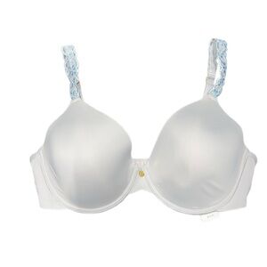 Elegant White Bra with Blue Accents